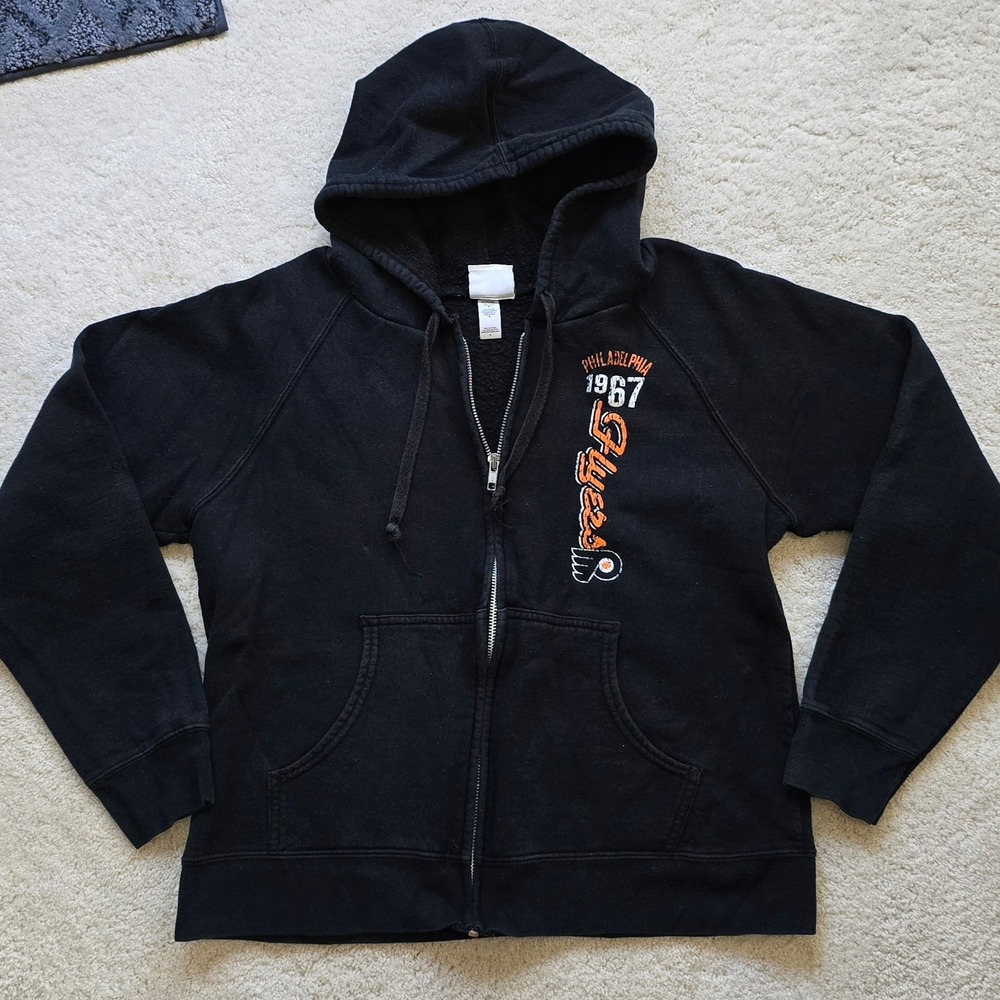 Kids‎ Philadelphia Flyers 1967 Zip Up Hoodie Black NHL Hockey Size L